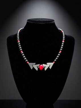 Hematite & Crimson Ritual Choker | Grounding, Root Chakra & Psychic Shield
